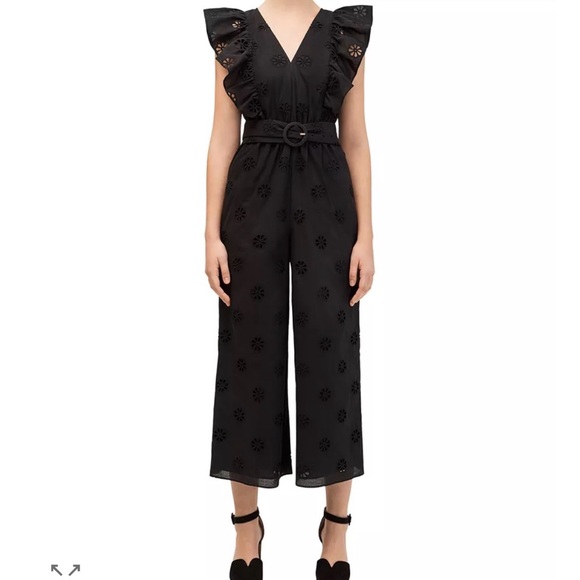 kate spade Pants - Kate Spade New York Clover Eyelet Jumpsuit‎ Black Sz 00 belt